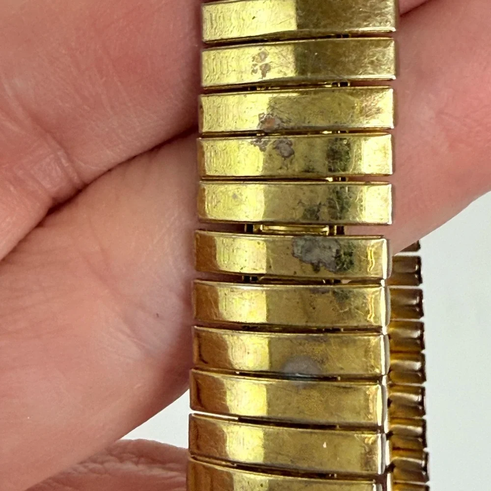 Park lane cocktail vintage glam gold tone Roman numerals rhinestone bezel